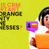 There is a cartoon man with a headset sitting behind a laptop. Beside him is the article title, "Why is CRM Important for Orange County Online Businesses."